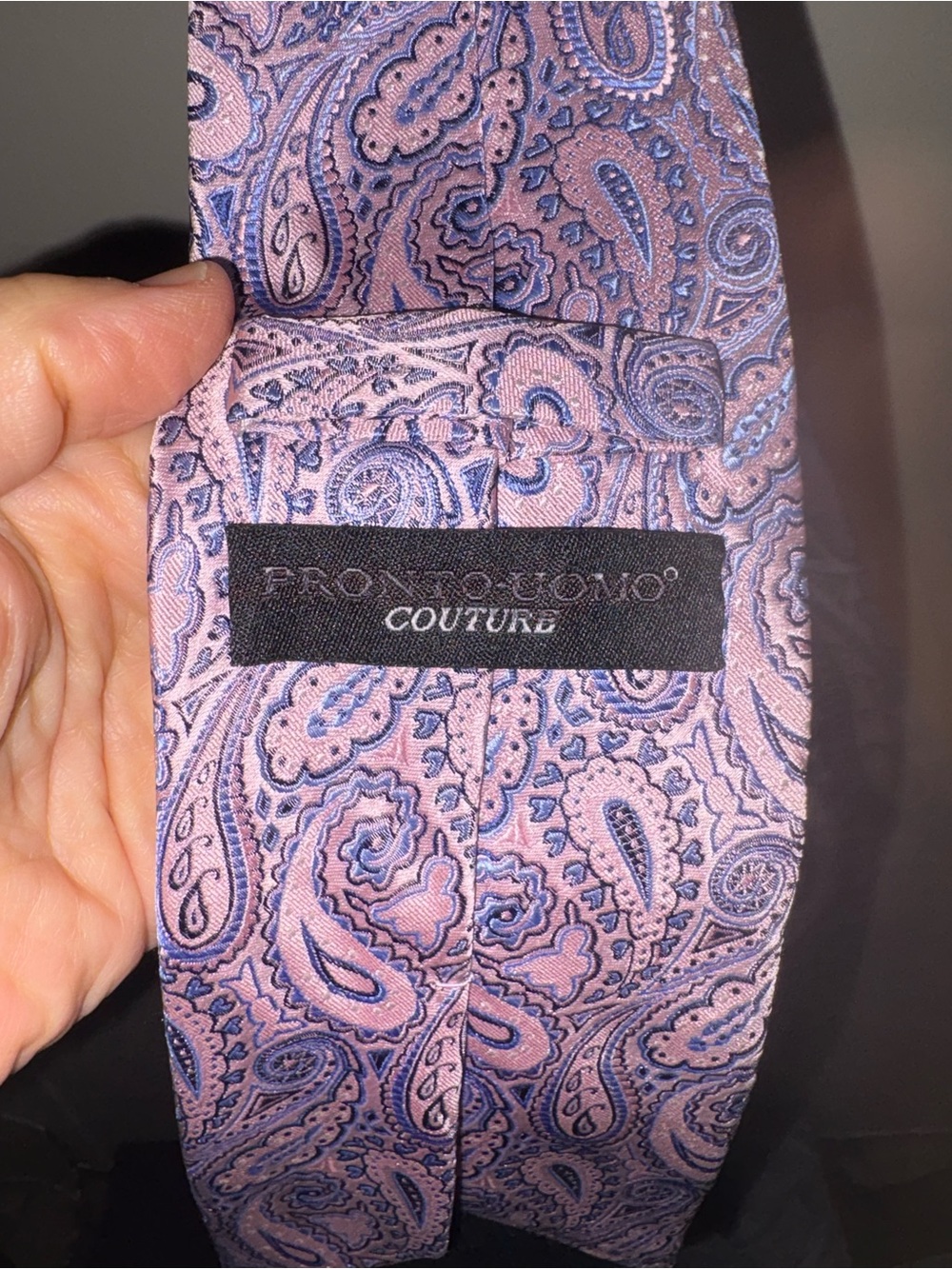 Bruno Como Couture 100% Silk Paisley Tie Mauve Pink Blue Handmade Men’s Necktie